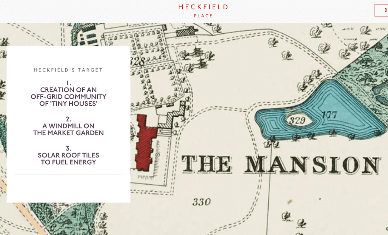 Screenshot from Heckfield Place's website showing a map of the hotel's grounds