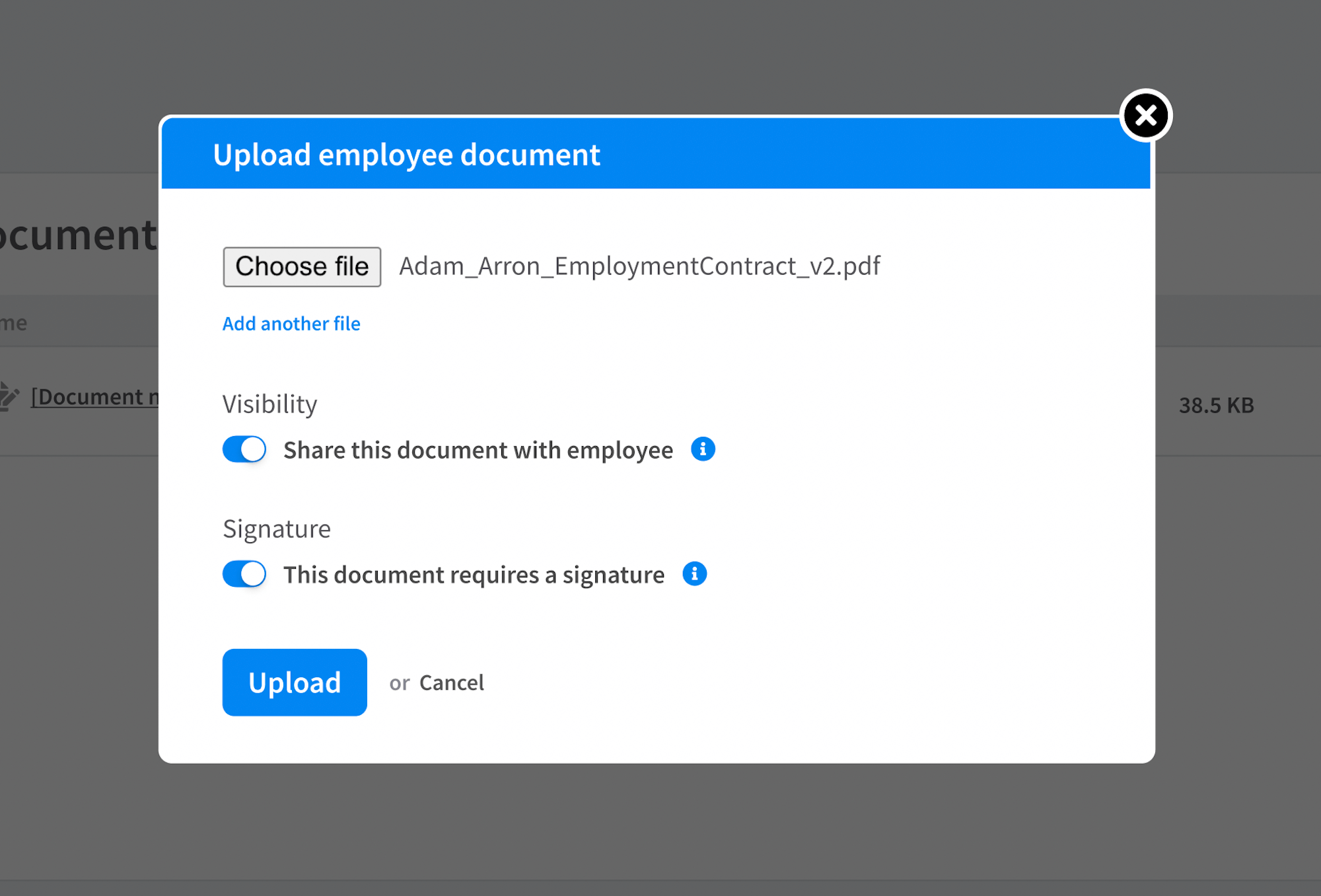 Screenshot of Document Signing feature in RotaCloud