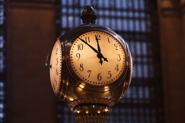 The gold clock at Grand Central Station in Manhattan, New York City